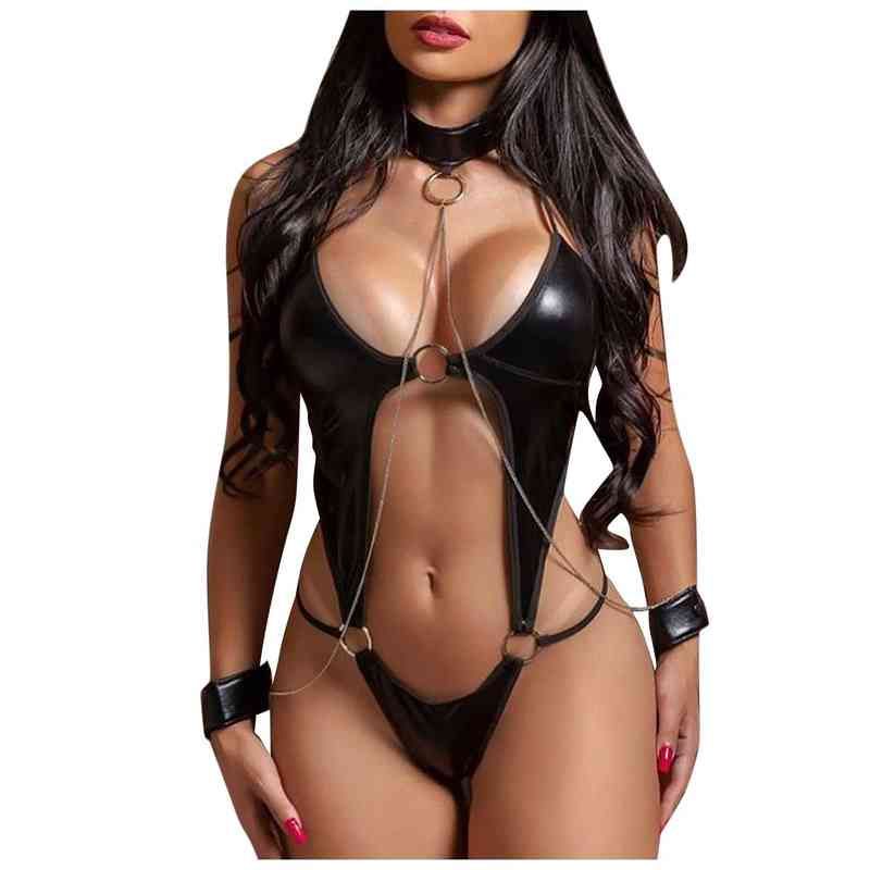 Bondage sexy látex lencería más tamaño vestido erótico lencería sexy club ropa ropa sexual ropa