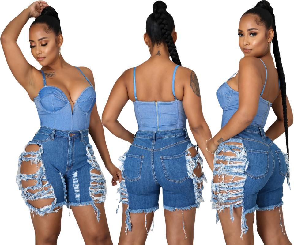 Compra Pantalones Cortos Para Mujer 2021 Mujeres Rompe Agujeros Jeans Lado  De Moda Hollow Out Trendy Lady High Cintura Zipper Denim Real Imágenes  Verano Barato | Entrega Rápida Y Calidad | Es.Dhgate