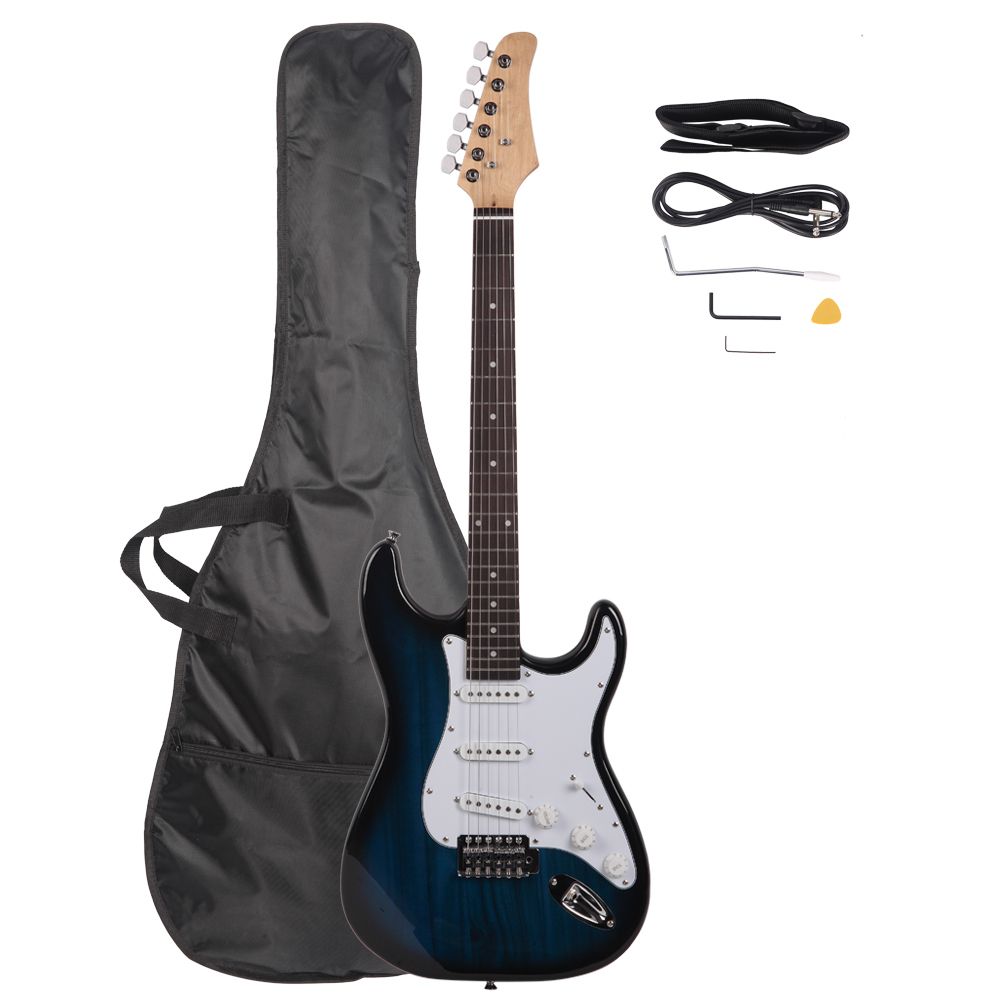 Blå elektrisk gitarr med påse Case Cable Strap Picks Rosewood Fingerboard för nybörjare US Stock