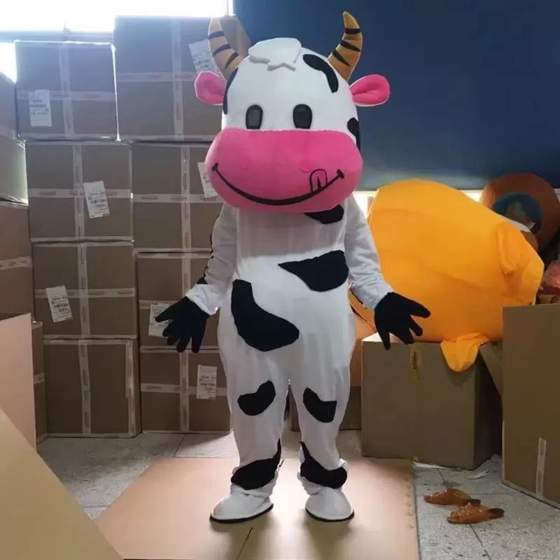 Halloween colorido leche vaca mascota traje de la mascota superior  personalizar dibujos animados blanco vacas anime