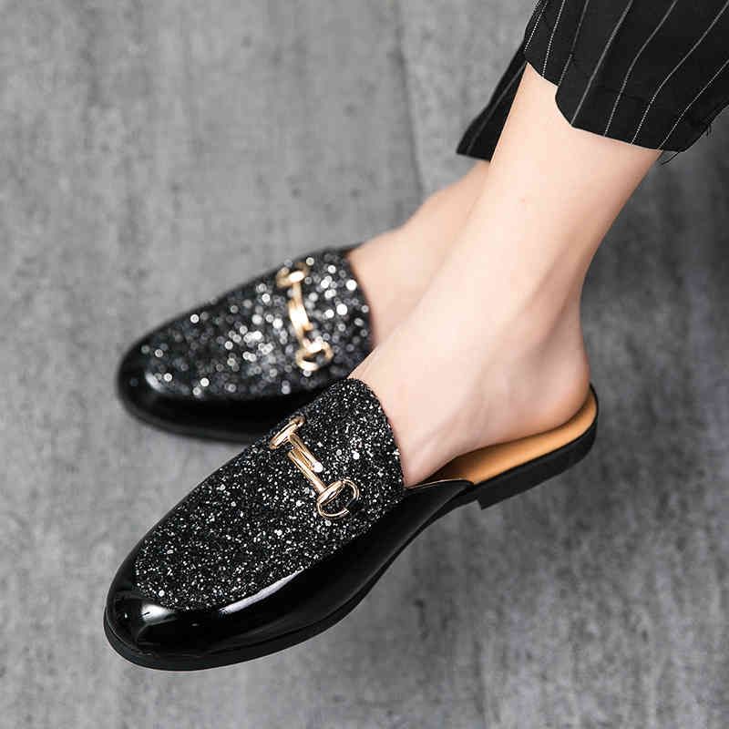 Dress Shoes Black Half For Men Leather 