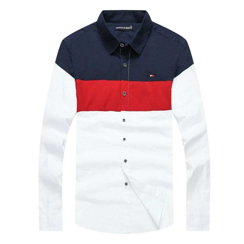 Compra Camisas Casuales De Hombre Diseño De Marca Algodón Harmont Blaine  Remiendo De Manga Larga Camisa De Manga Larga Camisa Camisa Masculina Homme  Tops Barato | Entrega Rápida Y Calidad | Es.Dhgate