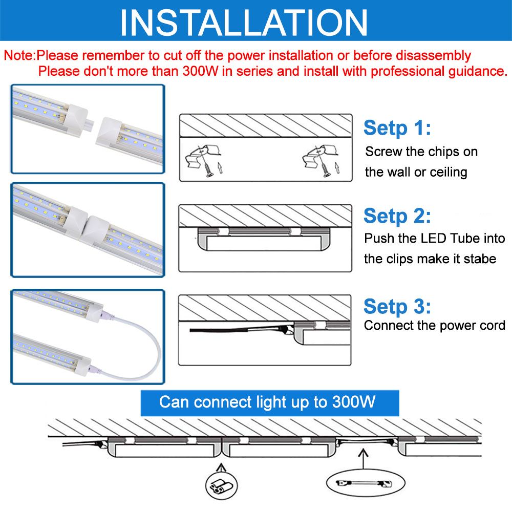 LED Shop Lights T8 Integrated V Shaped Led Tube SMD2835 2ft 4ft 6ft 8ft  600mm 1200mm 1800mm 2400mm AC85 265V From Zeinlam, $1.52 | DHgate.Com
