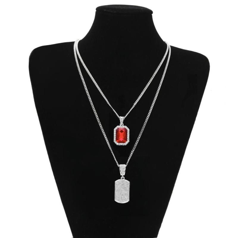 Red Stone Silver Tag 60cm