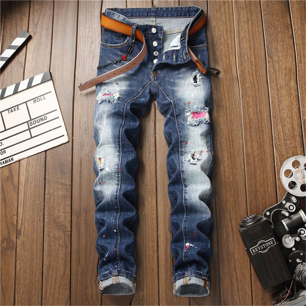 Mens Jeans Skinny Letter Rock Revival 
