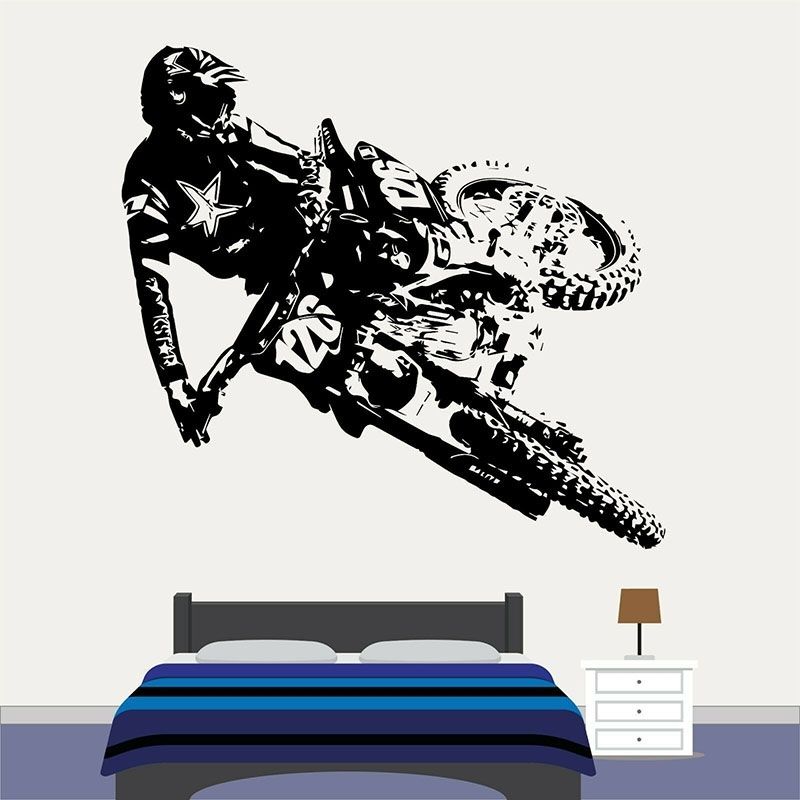 Dirt Bike Wall Decals with Name for Boys Room Motocross Wall