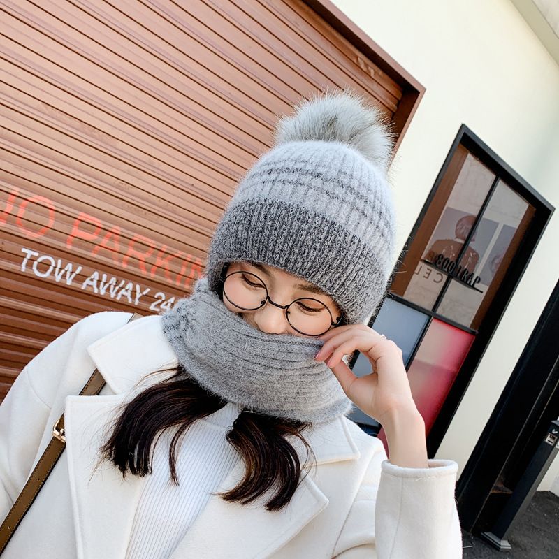 Gorros y bufandas conjuntos bufanda de lana de de punto a prueba de