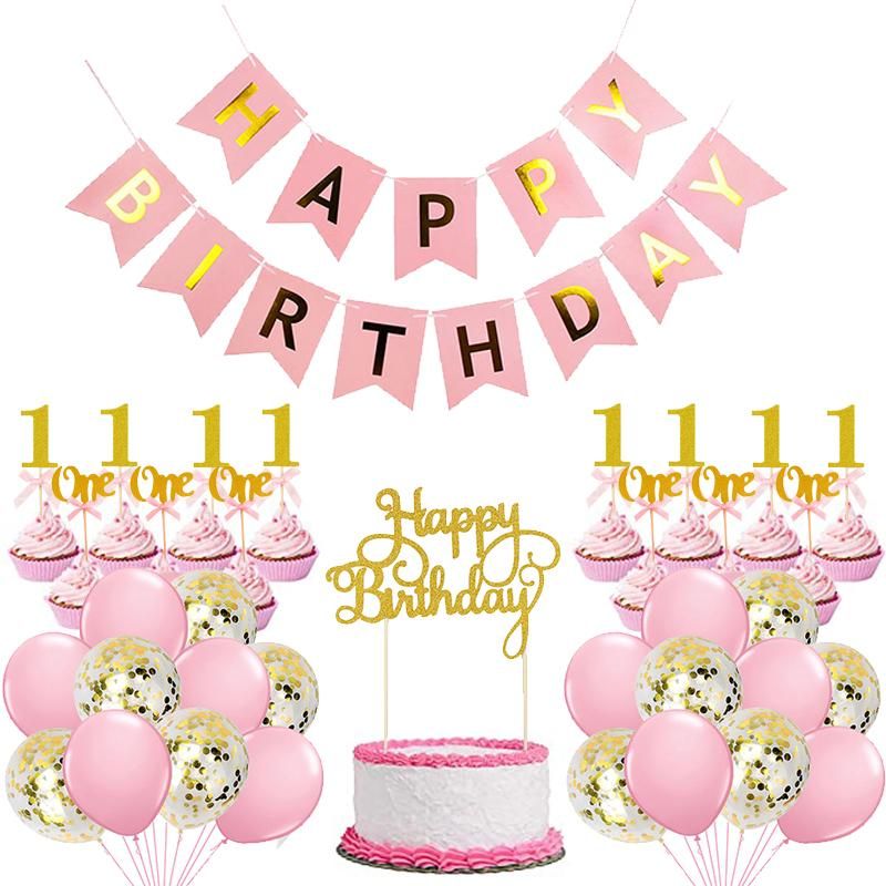 Acheter Pas Cher Premier Joyeux Anniversaire Banniere Anniversaire Ballons De Latex Ensemble Bebe Garcon Fille Ma 1er Fete Decorations 1 Un An Cuisson Cake Topper Fournitures Du 21 59 Fr Dhgate
