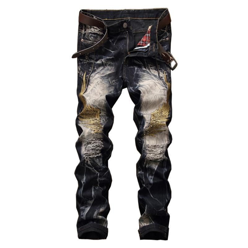 Pantalones vaqueros bordados para hombre, Jeans de Hip Hop, holgados, con  hipertrofeo, de ocio, talla grande: 30 46, para Skateboard y baile,  2017|leisure trousers|fashion jeans menjeans fashion men - AliExpress