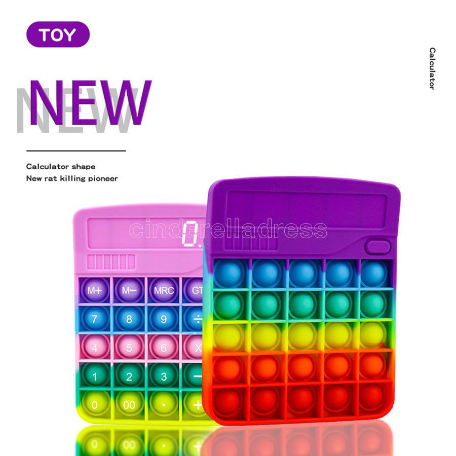 US Stock NEW Fidget Calculator Leksaker Kawaii Antistress Push Bubble Rainbow Reliver Stress Vuxen Chlidren Sensory Toy Presenter med autism CT13