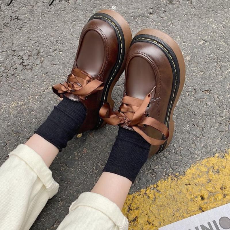 Compra Zapatos De Vestir Mujeres Oxford Plataforma Casual Black Lace Up  Coser Coser Redondo Toe Estudiantes Zapatos MUJER 2021 Barato | Entrega  Rápida Y Calidad | Es.Dhgate