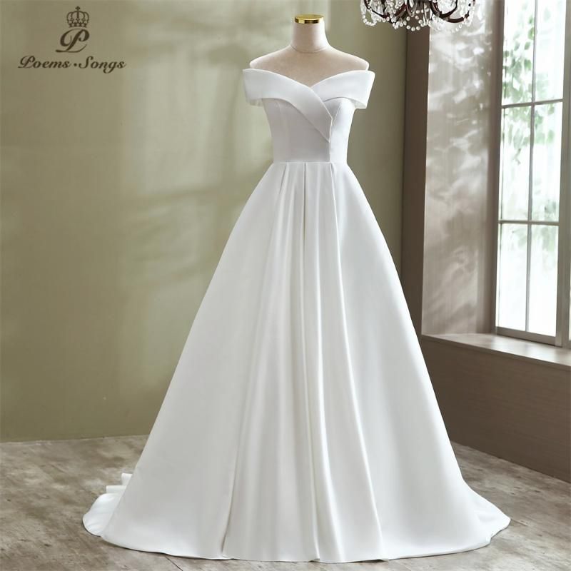 Compra Otros Vestidos De Novia Videos De POS Reales Vestido Elegante De  Cuello En Barco Satinado 2021 Robe De Mariee Vestido Vestido Novia Vestidos  De Novia Matrimonio Barato | Entrega Rápida Y