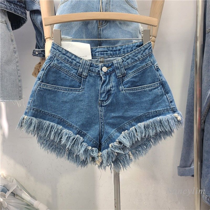 Acquistare Strappato Nappa Bordo Rosa Denim Pantaloncini Donna 2021 Estate  Nuova Vita Alta Gamba Ampia Gamba Dimagrante Moda Tutti Match Jeans  Pantaloni Caldi Economico | Consegna Veloce E Qualità | It.Dhgate