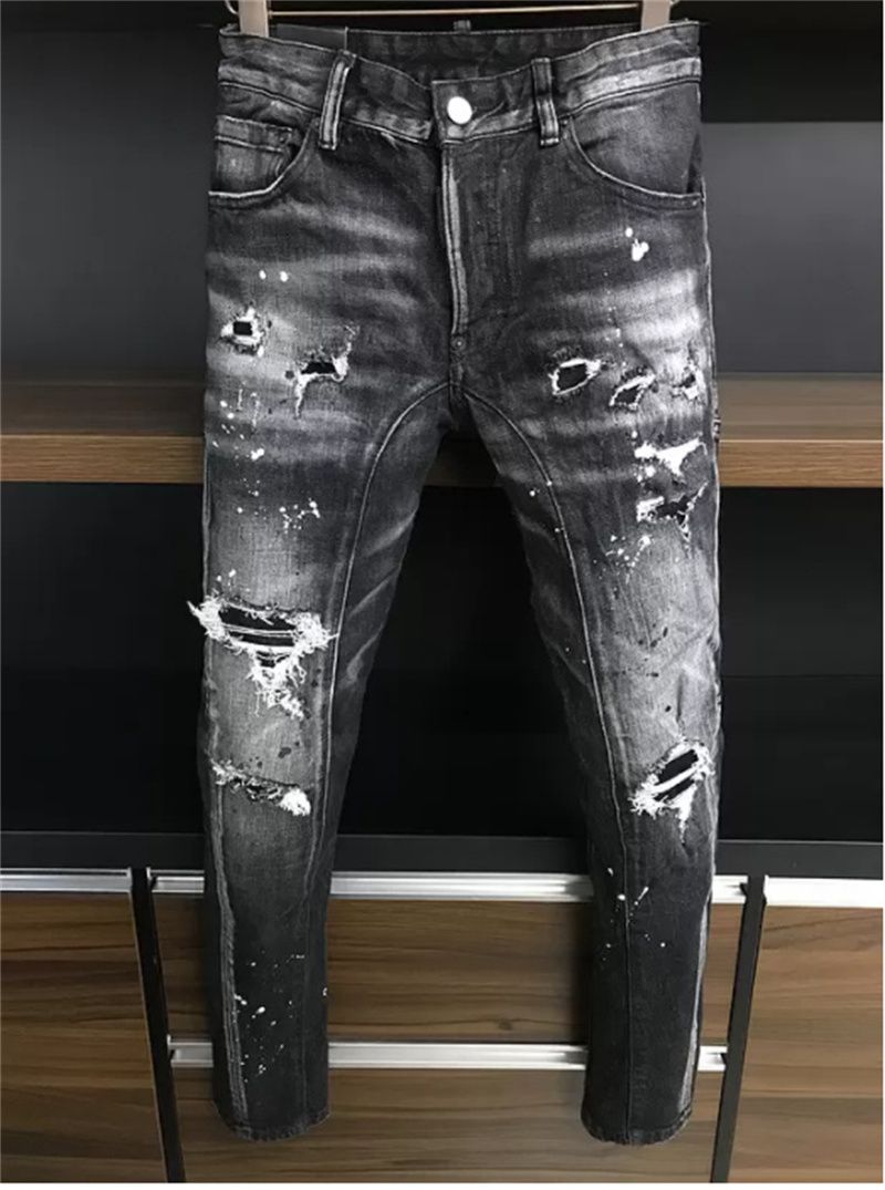 Alta Para Jeans Denim Pantalones Rasgados Skinny Slim Roto Italia Estilo Moda Hombres Hombres Motocicleta Negro Roca Renacimiento D2 Jean 0,09 € | DHgate