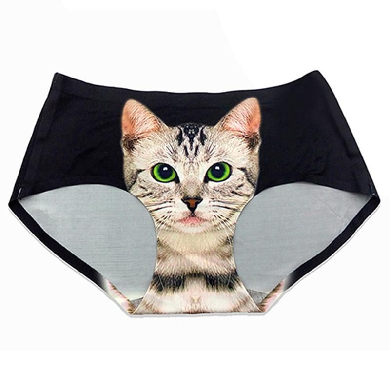Women Pussycat Panties Anti Emptied Cat Printing Seamless Hot Briefs Underwea`US Women Pussycat Panties Anti Emptied Cat Printing Seamless Hot Briefs Underwea`US
