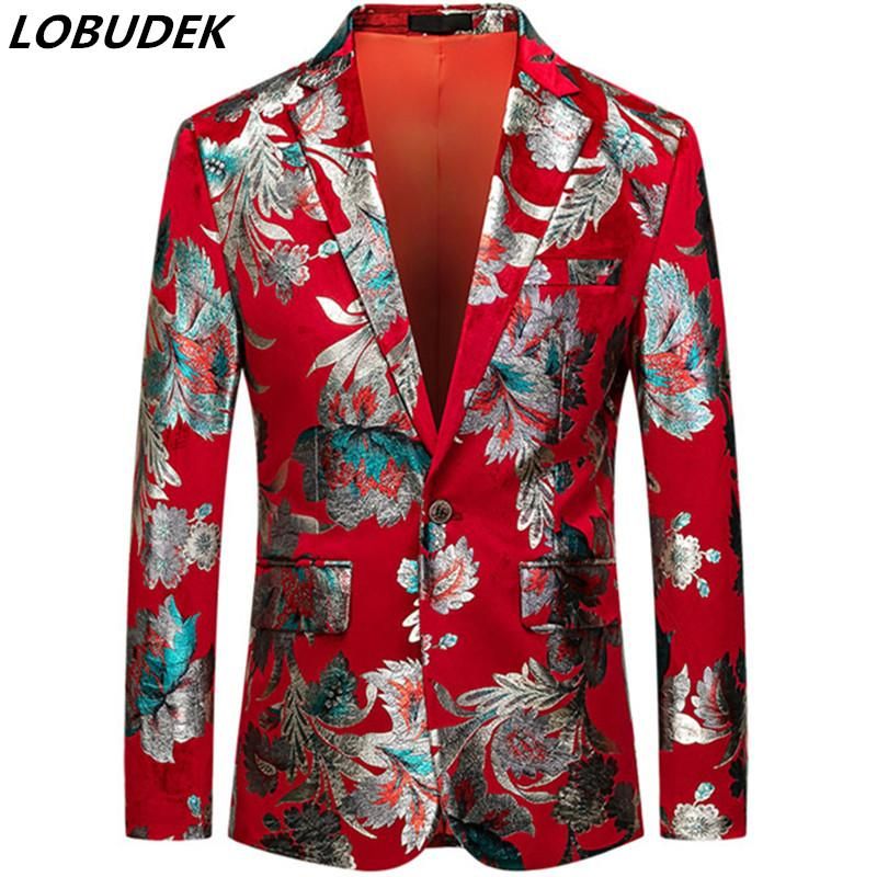 red flower suit jacket