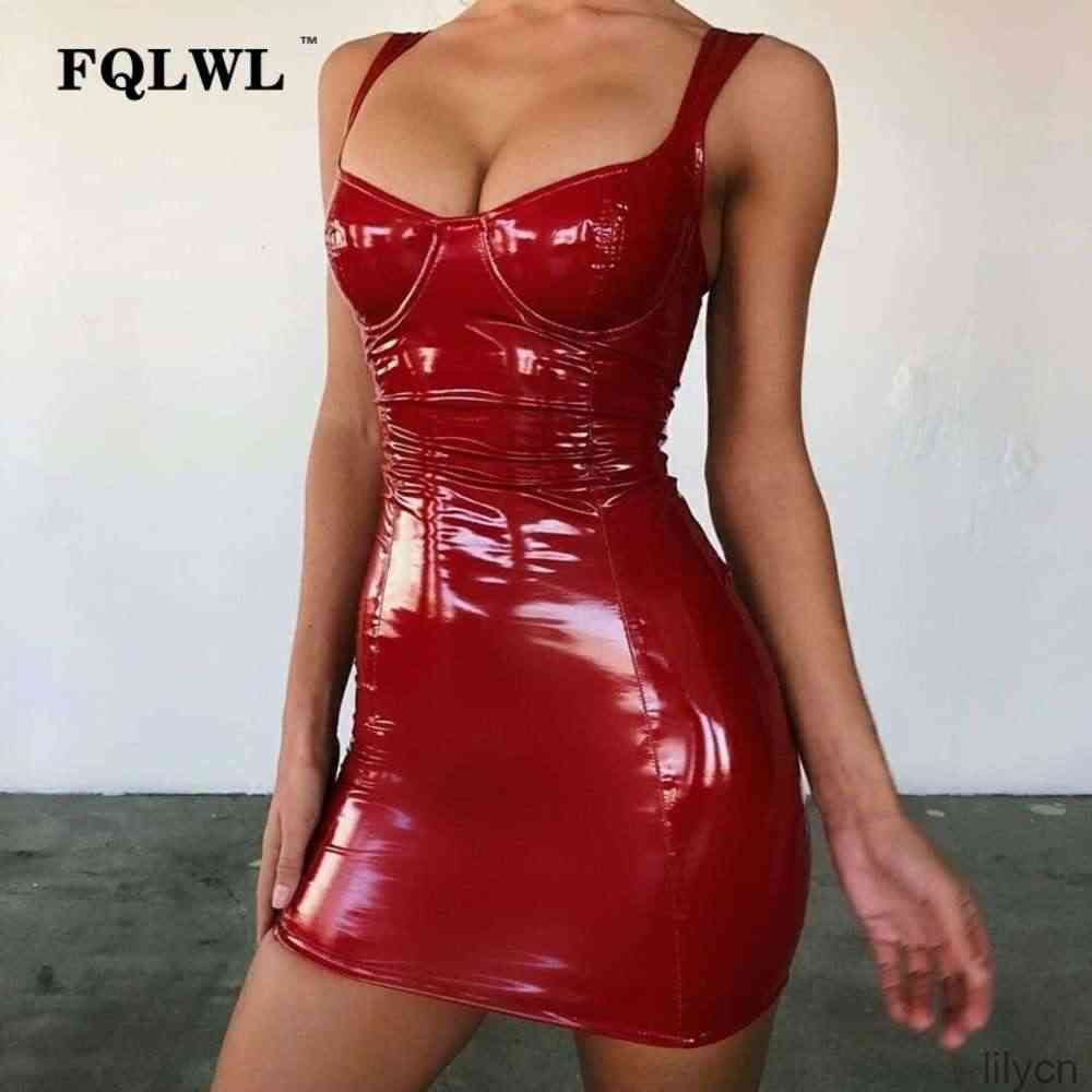 Compre Faux Latex PU Vestido De Couro Mulheres Encosto De Envoltório Mini  Azul Preto Preto Senhoras Sexy Noite Clube Curto Festa Curta Barato |  Entrega Rápida E Qualidade | Pt.Dhgate