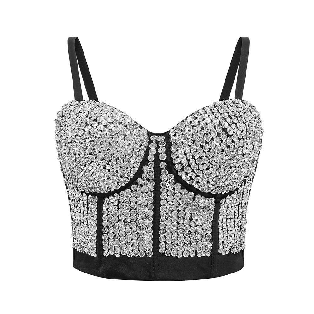 Top à paillettes en argent