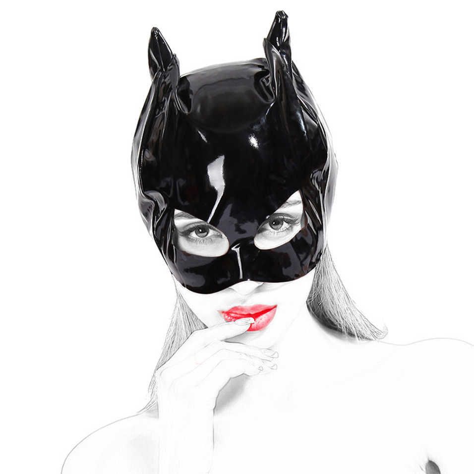 Leather Cat Mask Soft Supple Full Face to Neck Cat Women Hood