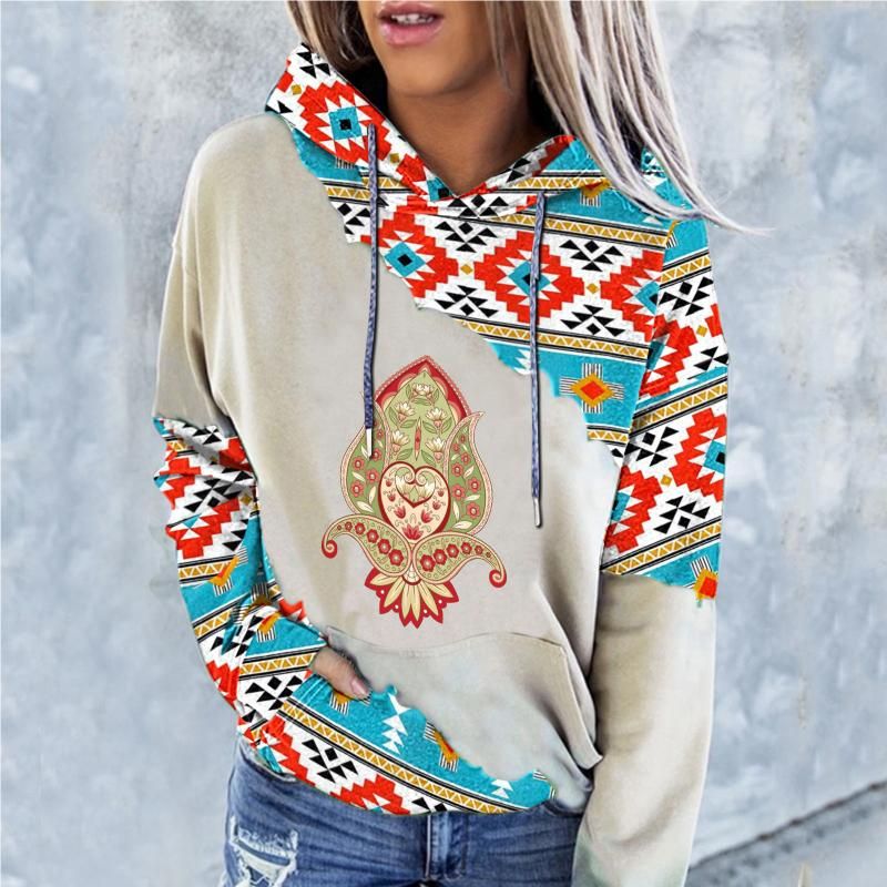 Compra Sudaderas Con Capucha Para Mujer Sudadera Étnica Impresión Sudadera  Para Mujer Vintage Casual Aztec Mensaje Largo Suéteres Top Mujeres Harajuku  Hoodie Barato | Entrega Rápida Y Calidad | Es.Dhgate