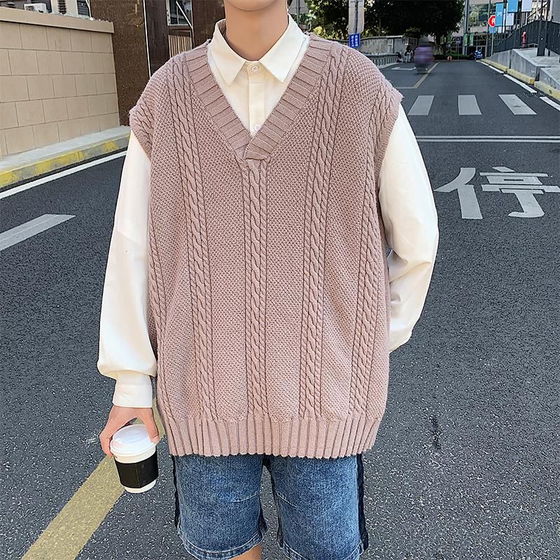 Mens Sweaters Sweater Vest Men V Neck 