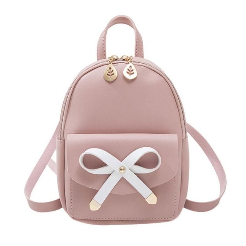 Women's Backpack PU Leather Bags for Female Cute Bow-knot Shoulder