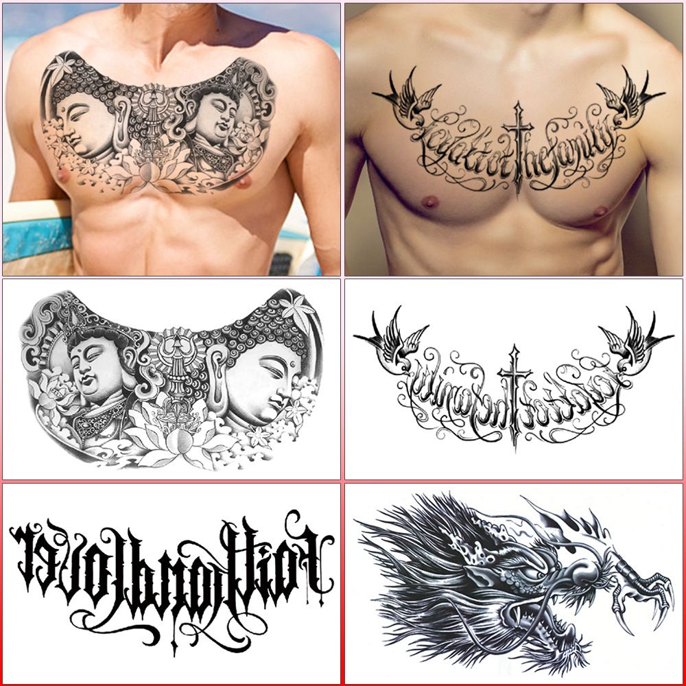 Three-sided Buddha Tattoo Sticker Chest Over Shoulder Dragon Head Flower Chest Tattoo Sticker Big Picture Text Three-sided Buddha Tattoo Sticker Chest Over Shoulder Dragon Head Flower Chest Tattoo Sticker Big Picture Text