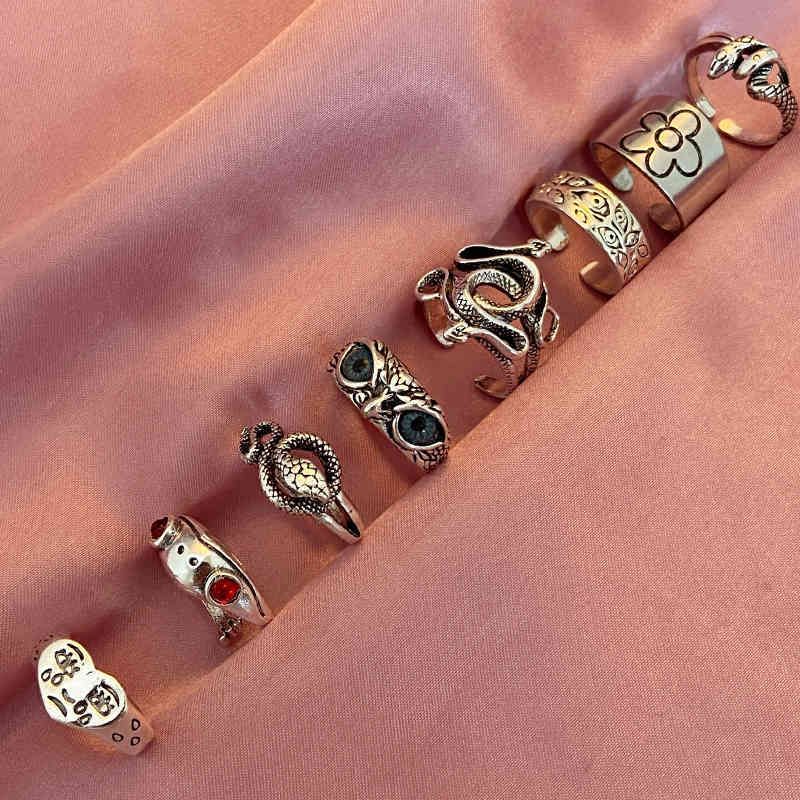 Anillos búho en forma de hombre y anillos para mujer, retro, diseño lindo, simple,