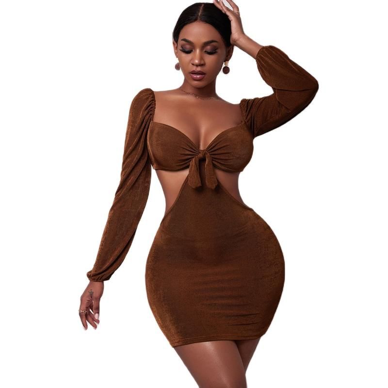 Casual Dresses Sexy V Neck Long Sleeve 