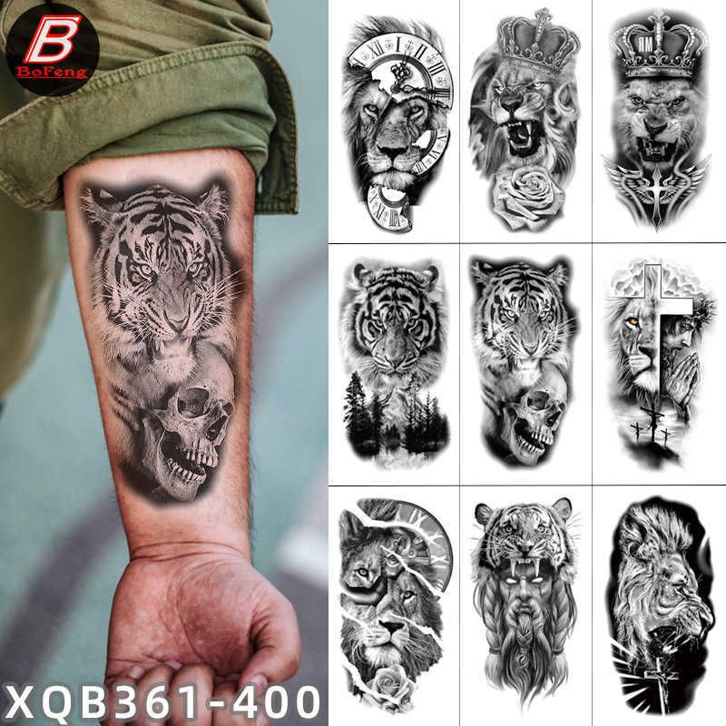 Acheter Pas Cher Petit Bras Complet Sticker A Tatouage Impermeable A Demi Bras Tiger Lion Lion Animal Autocollant De Tatouage Durable Du 0 17 Fr Dhgate