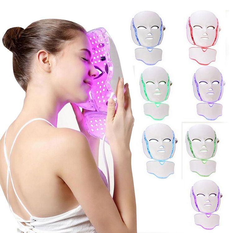 7 Color LED Face Instrument Facial Mask Photon Therapy Neck Skin Rejuvenation Anti Acne Wrinkle Beauty Treatment Salon Home Care