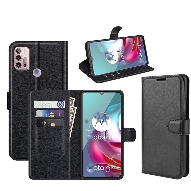 Para MOTOROLA G G30 FOLIO PU Funda de cuero de cuero para