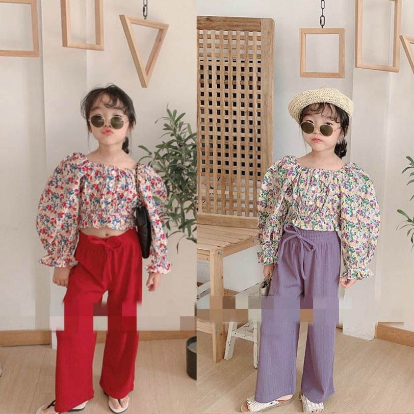 Compra Chicas Conjuntos Niños Trajes De Primavera Primavera Tops Florales  Blusas Pantalones De Pierna Largos Anchos Conjuntos De Niñas Ropa Para  Niños Ropa Para Niños 2 6Y B3985 Barato | Entrega Rápida