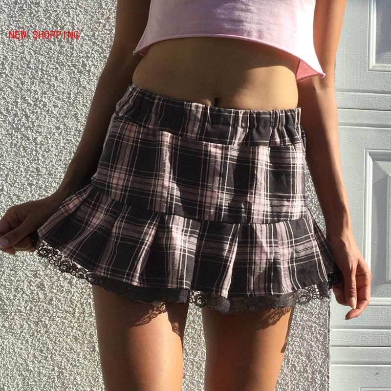 Compra Faldas Punk Pastel Goth Lace Plaid Plised Mujeres 2021 Dark Academia  Aesthetic Mall Mini Falda Harajuku Kawaii Y2K Egirl Emo Barato | Entrega  Rápida Y Calidad | Es.Dhgate