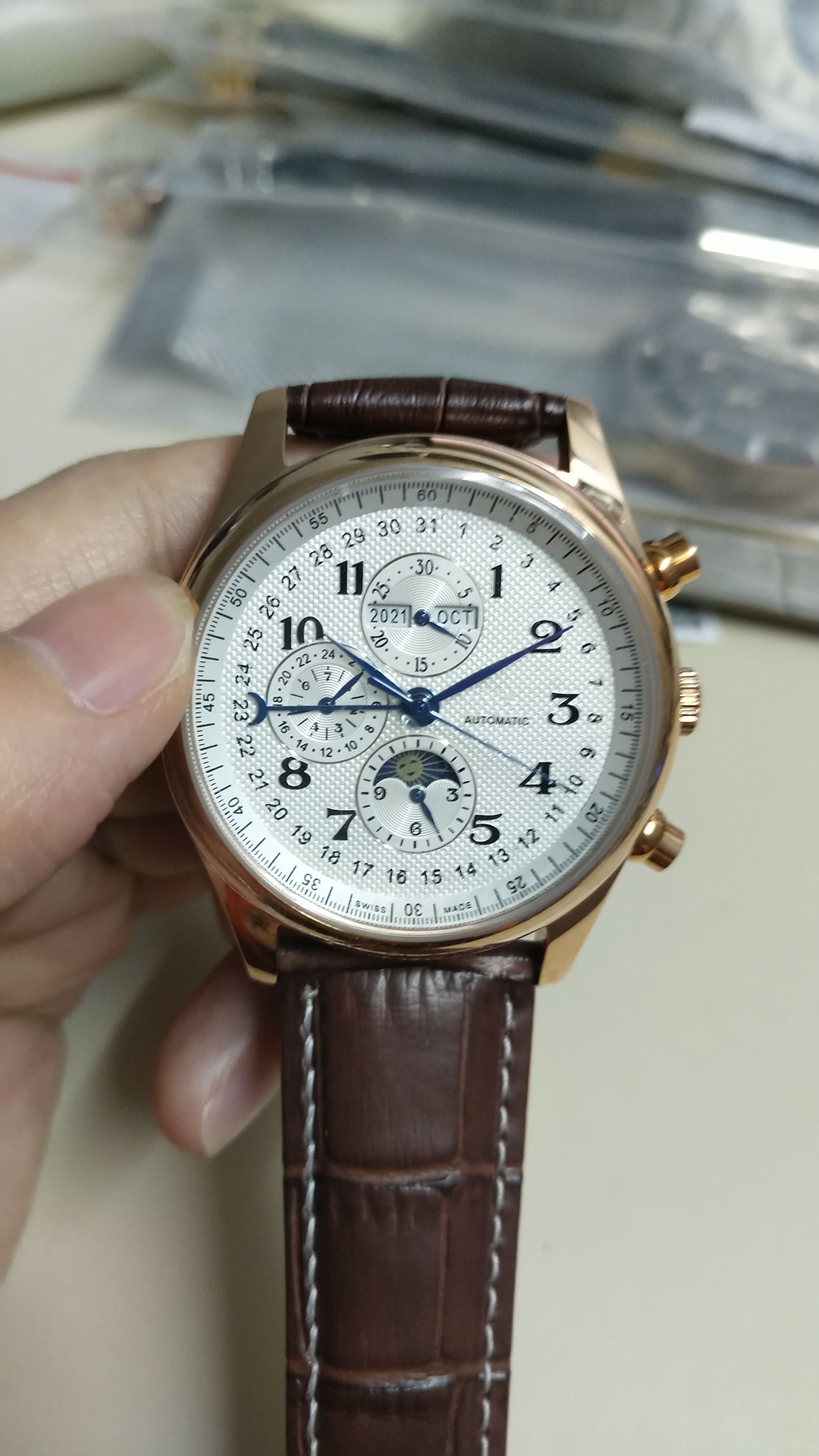 Acquistare Orologio Da Uomo Di Alta Qualità Orologio Automatico Meccanico  Uomo Quadrante Bianco Cinturino In Pelle 001 Economico | Consegna Veloce E  Qualità | It.Dhgate