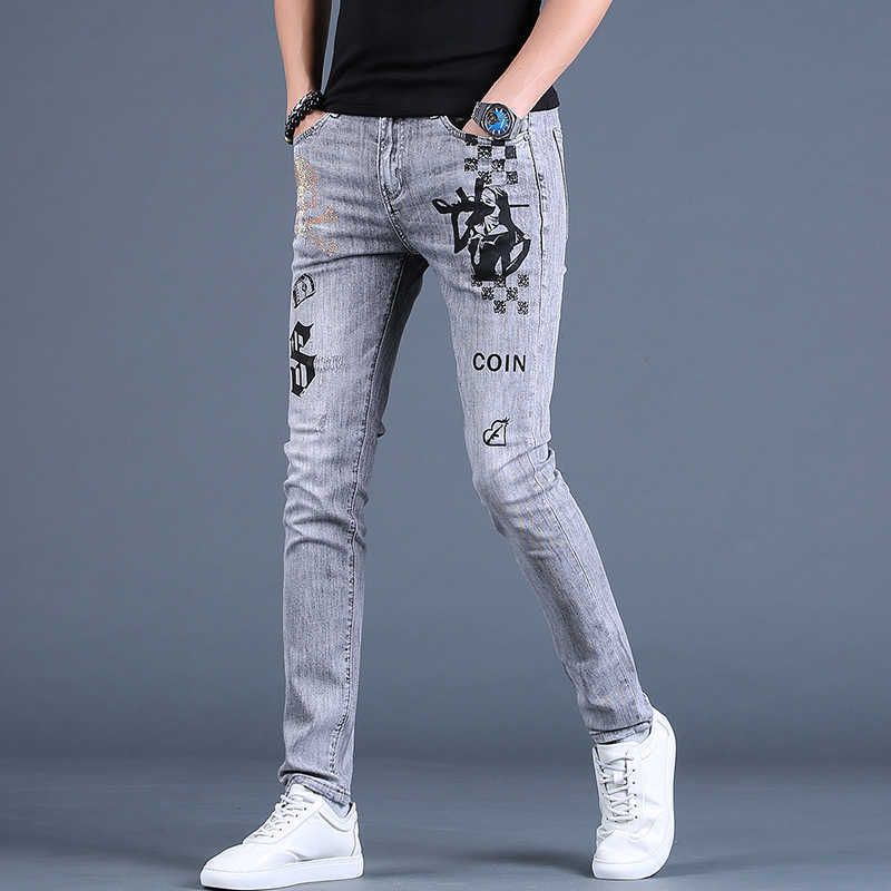 Compra Taladro Caliente Hombre Pantalones Vaqueros Impresos En Primavera  Barato | Entrega Rápida Y Calidad | Es.Dhgate