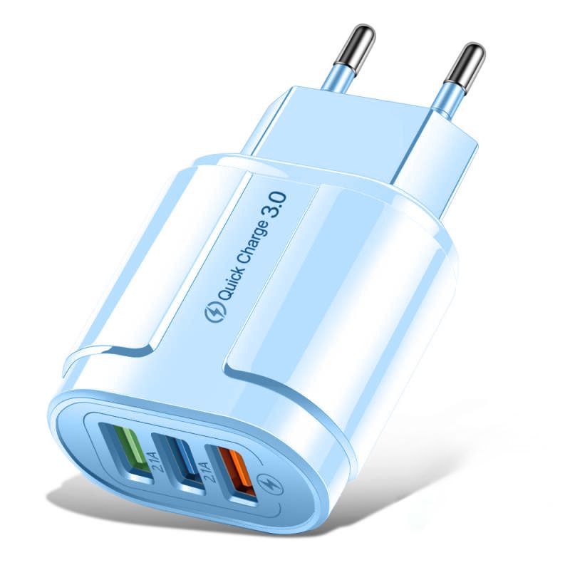 3 USB Blue-EU Plug (rotondo)