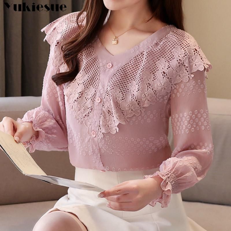 Compra Blusas De Las Mujeres Camisas Moda Mujer 2021 Lace Hollow Out Blusa  Camisa Tops Para Mujer Y Manga Larga Mujeres Blusas Femininas Barato |  Entrega Rápida Y Calidad | Es.Dhgate