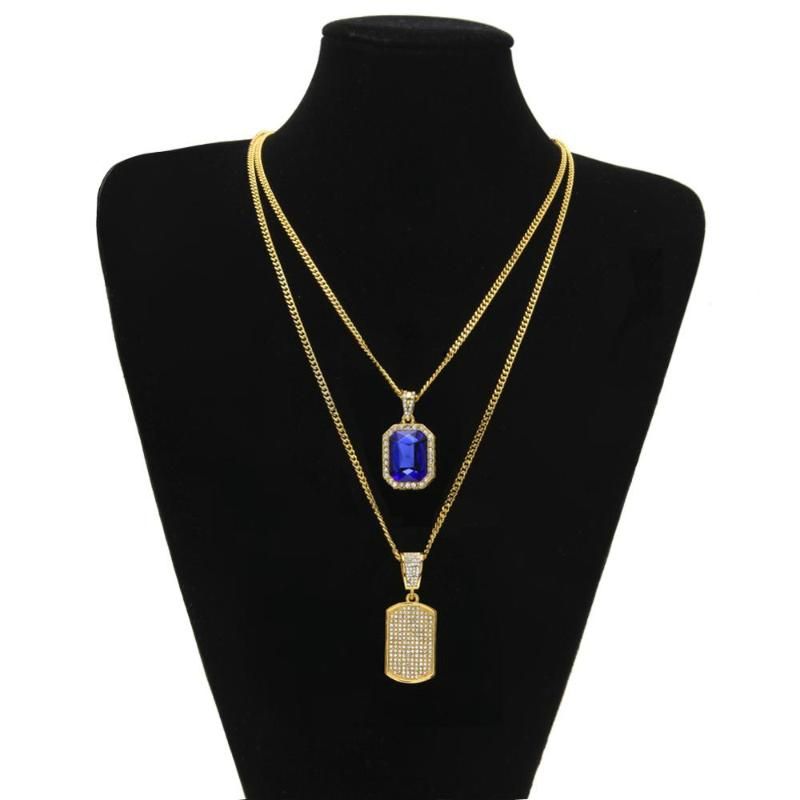 Blue stone Gold tag 60cm