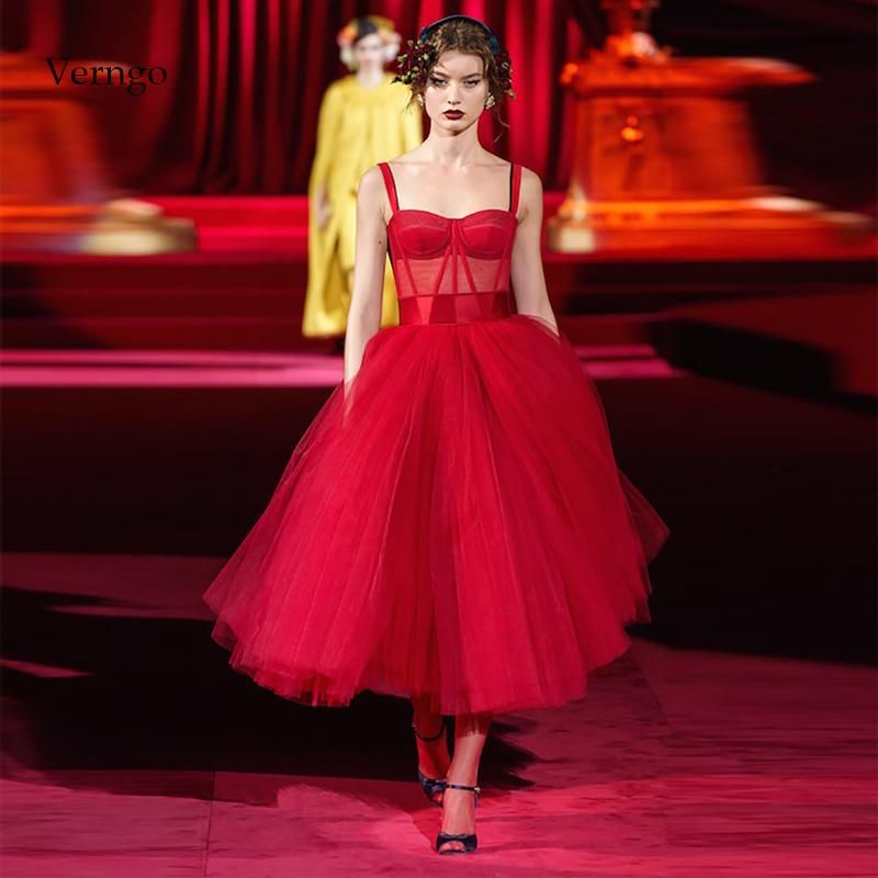 Compra Vestidos De Fiesta VERNGO Vestido De Noche Simple Vestido Rojo  Organza Y Tul Vintage Vestidos Formales Elegantes Barato | Entrega Rápida Y  Calidad | Es.Dhgate