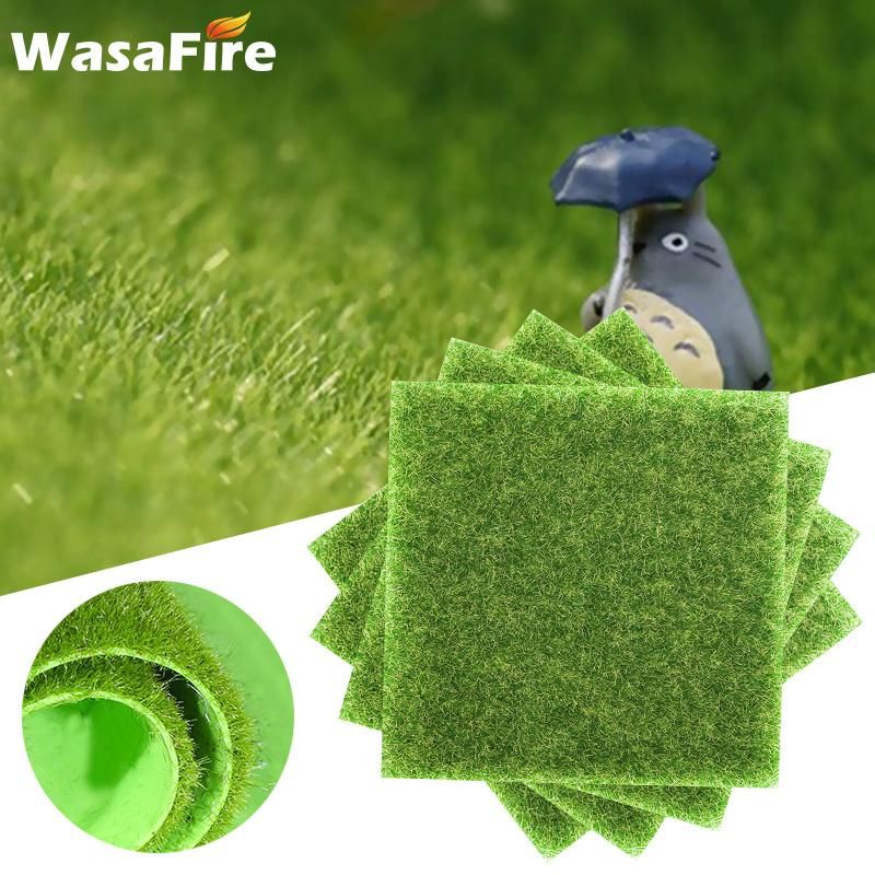 15x15cm Small Artificial Lawn Fake Grass Mat Green Fake Moss Wall