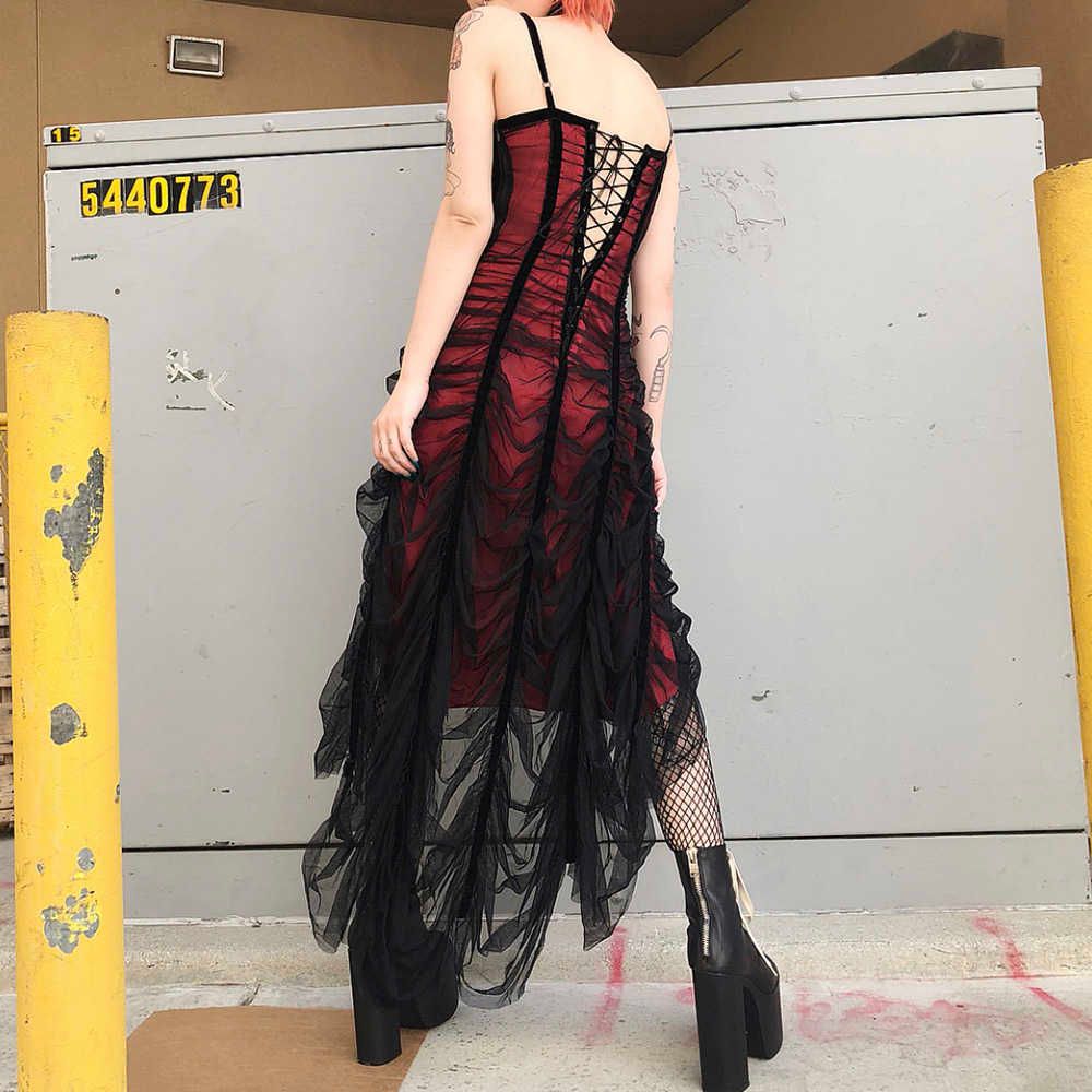 Rosetic Mesh Pleated Sexy Strap Goth 