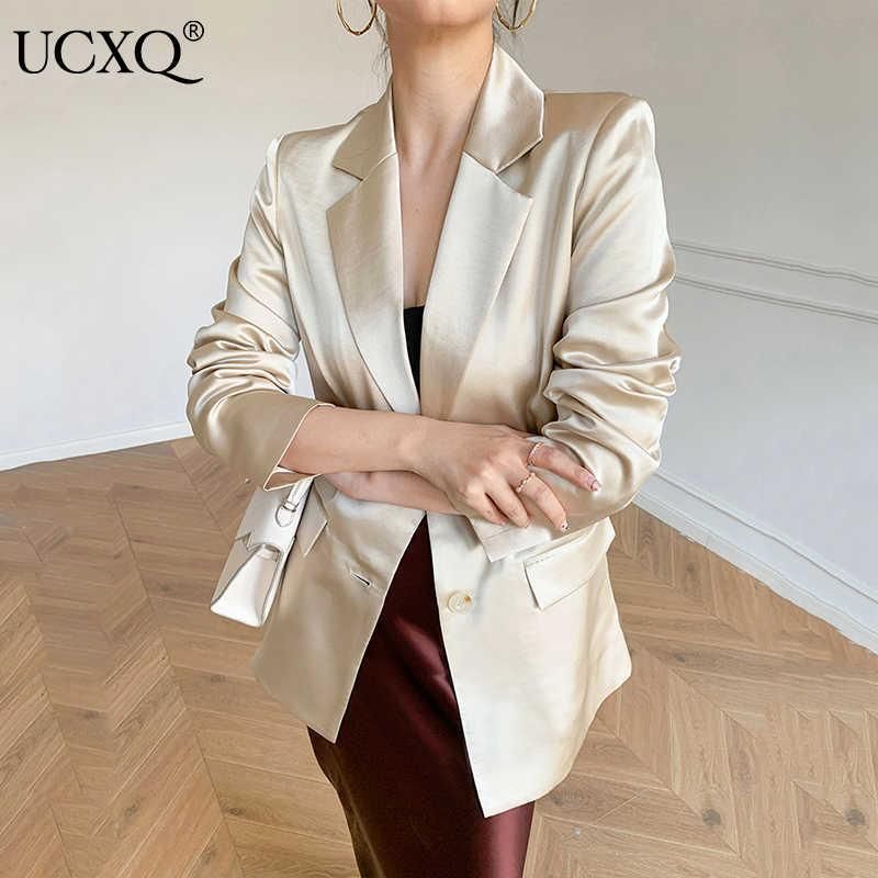 Compra Trajes De Mujer Blazers UCXQ Woman Blazer Abrigo Sólido Satén Con  Muescas De Manga Larga Bolsillos SICIO BOLSO DE OFICINA Estilo De Señora  Delgada 2021 Otoño Fash Barato | Entrega Rápida