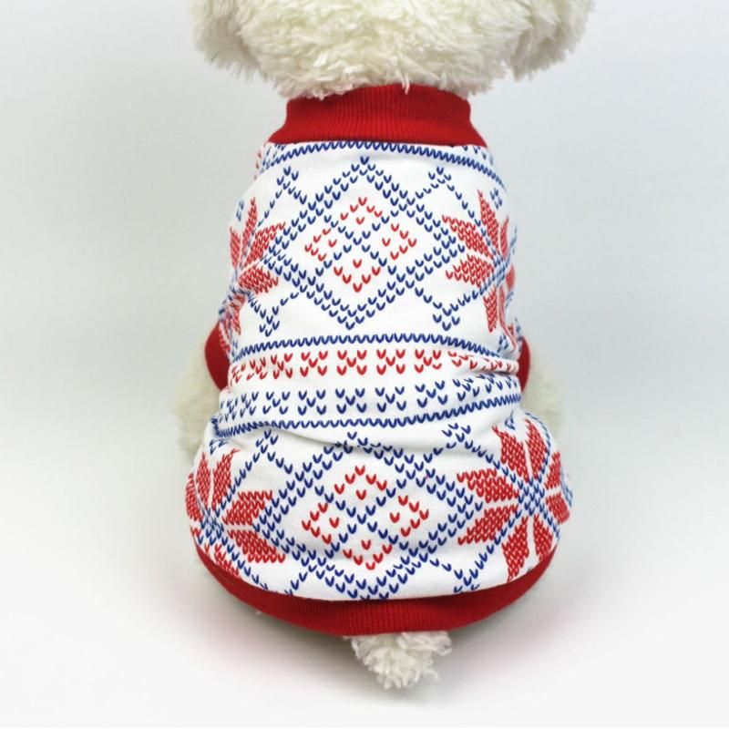 Hundebekleidung Frühling und Herbst Reiner Baumwolle Kleidung Komfortables T-shirt Vollständiger Druck Haustier Weihnachten