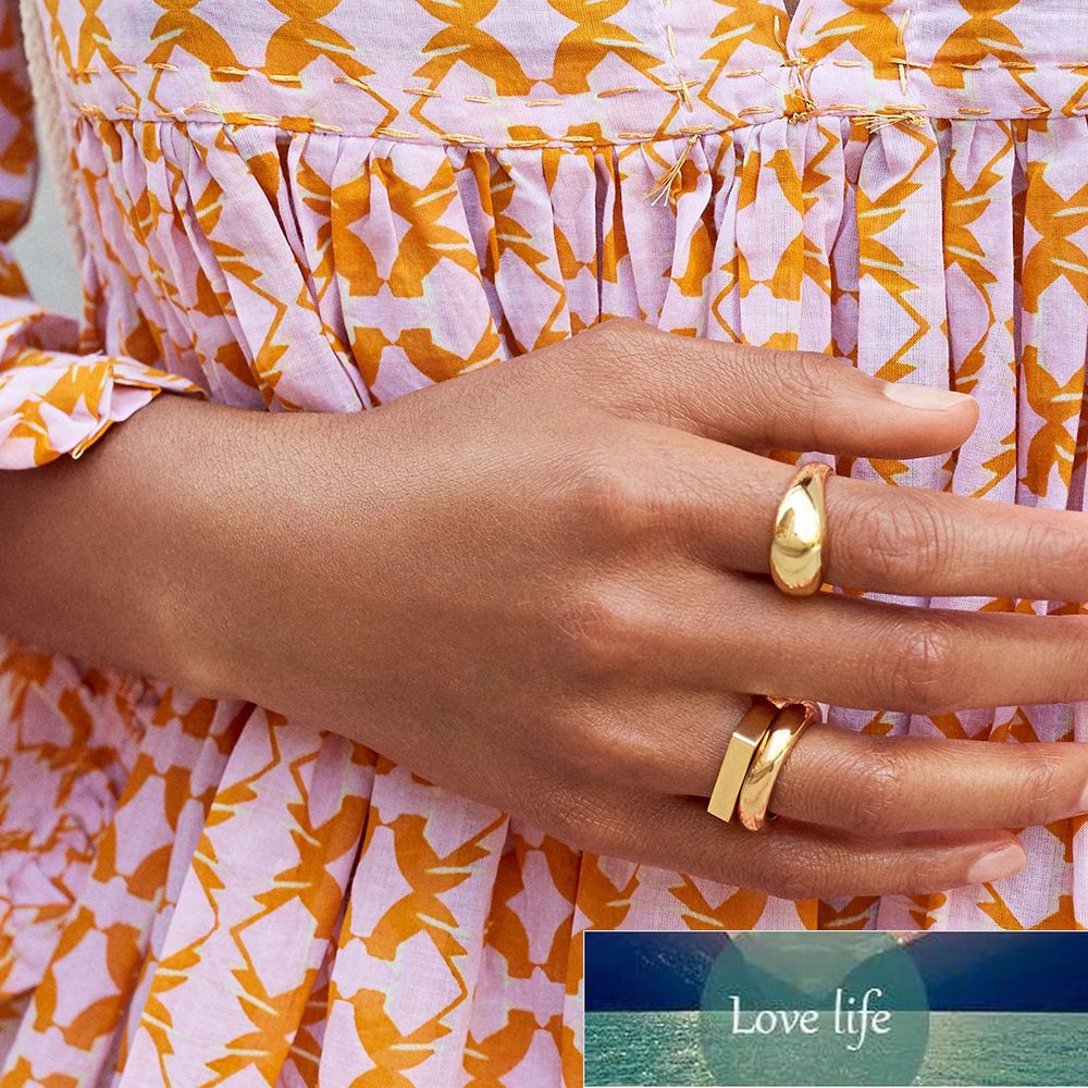 Color de oro minimalista Anillos gruesos moda Círculo redondo geométrico de moda para Anillos