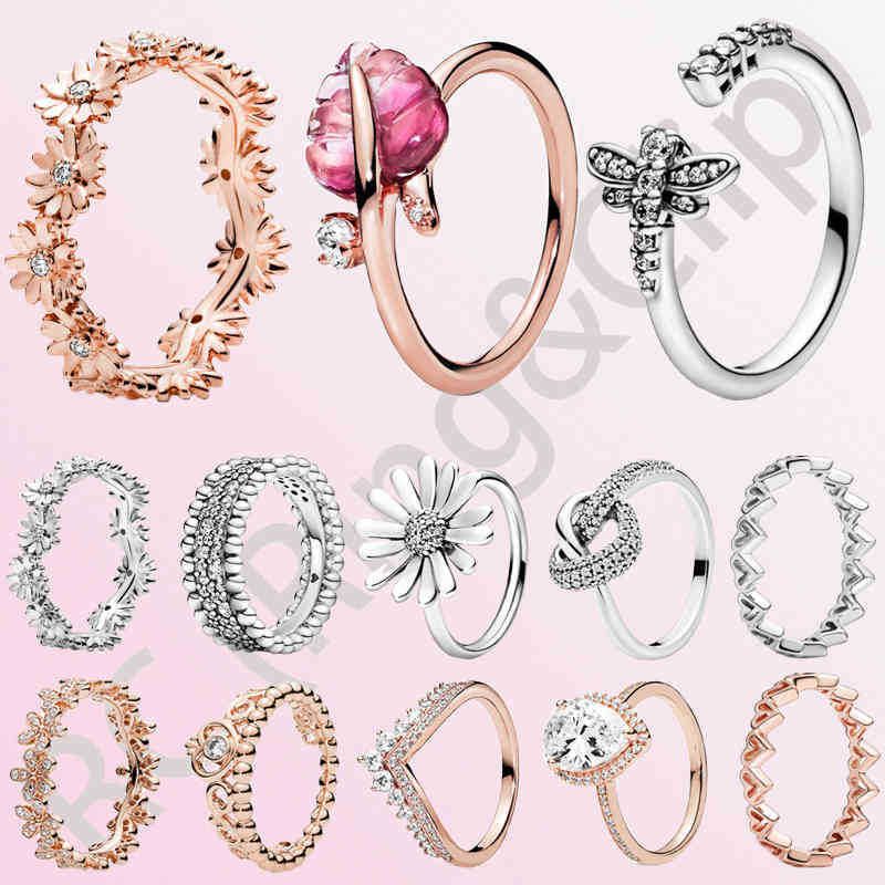 100% 925 Plata Esterlina Para Siempre Amor Flor Corona De Se 100% 925 Plata Esterlina Para Siempre Amor Flor Corona De Se