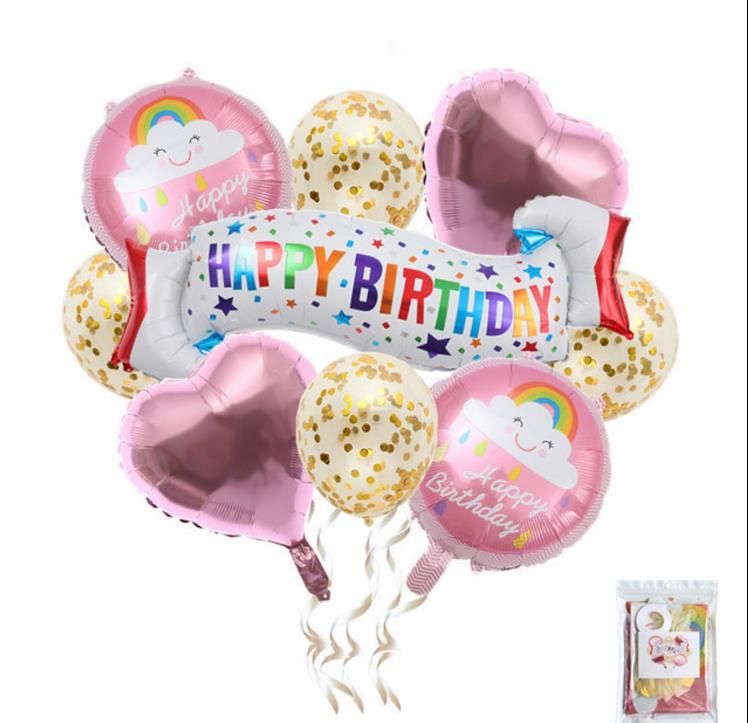Happy Birthday Banner Balloon Set Party Backdrop Decor Gold Confetti Latex Foil Helium Aluminum Cartoon Balloons Happy Birthday Banner Balloon Set Party Backdrop Decor Gold Confetti Latex Foil Helium Aluminum Cartoon Balloons