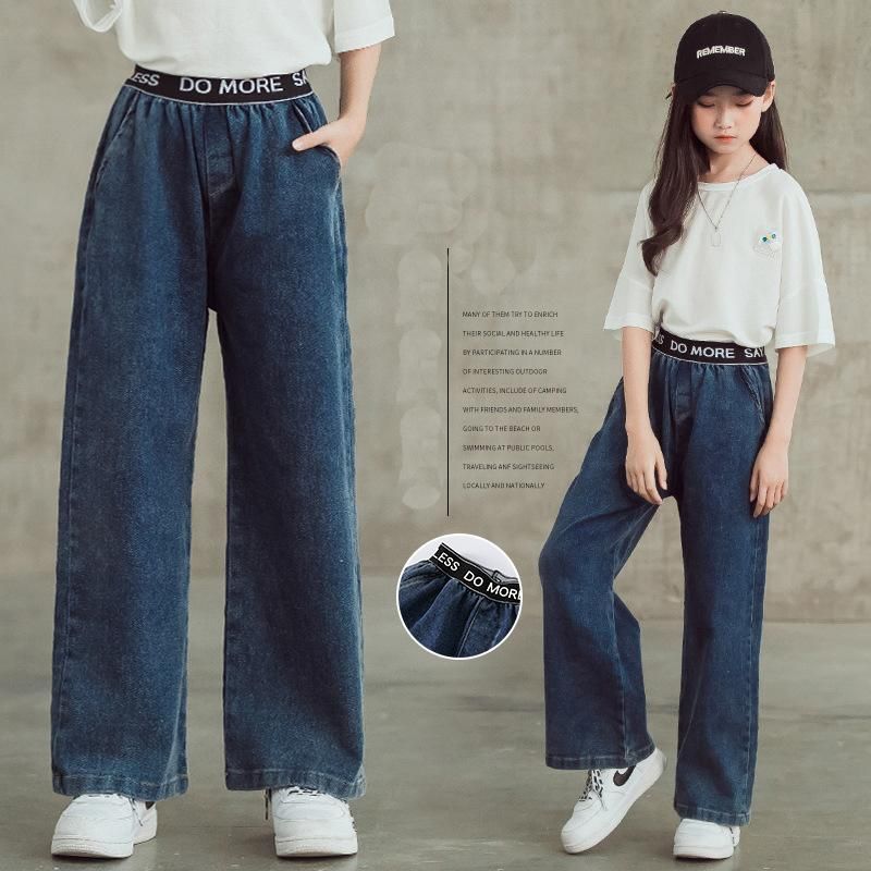 Compra Jeans Primavera 2021 Algodón Niños Moda Pierna Ancha Para Niños  Niñas Pantalones De Mezclilla Sueltos Coreanos 4 8 12 15 Años Ropa  Adolescente Barato | Entrega Rápida Y Calidad | Es.Dhgate