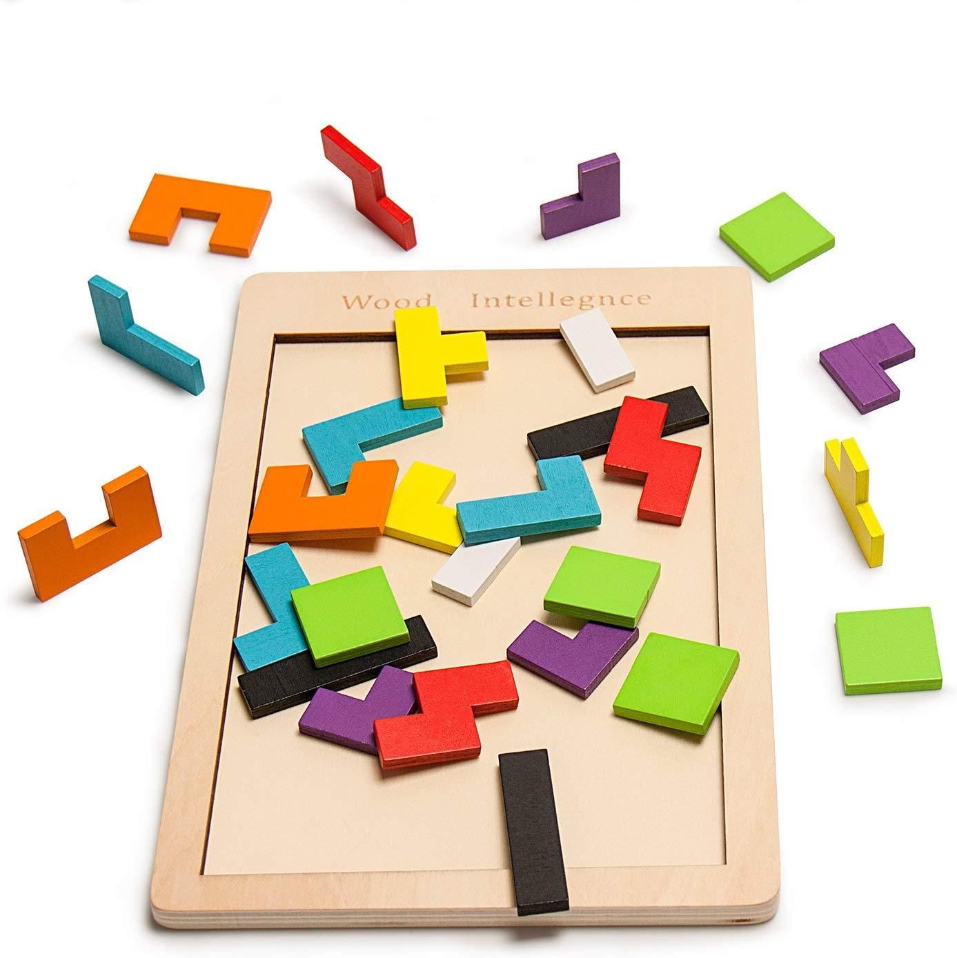 Madera Tangram cerebro puzzle Tetris niños Baby juguetes LÜK geometría nuevo 