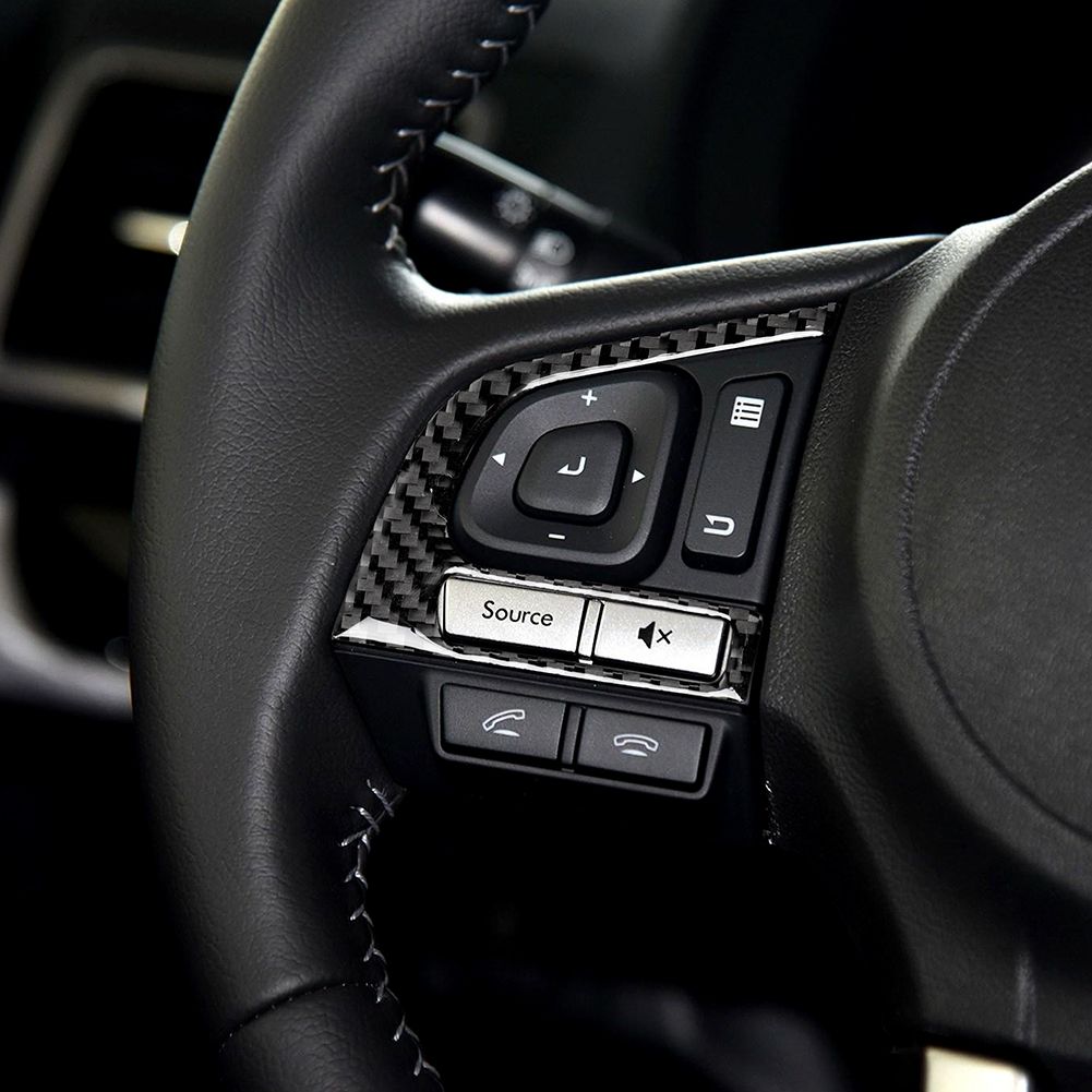 3*Real Carbon Fiber Steering Wheel Button Trim For Subaru Forester 2016-2018